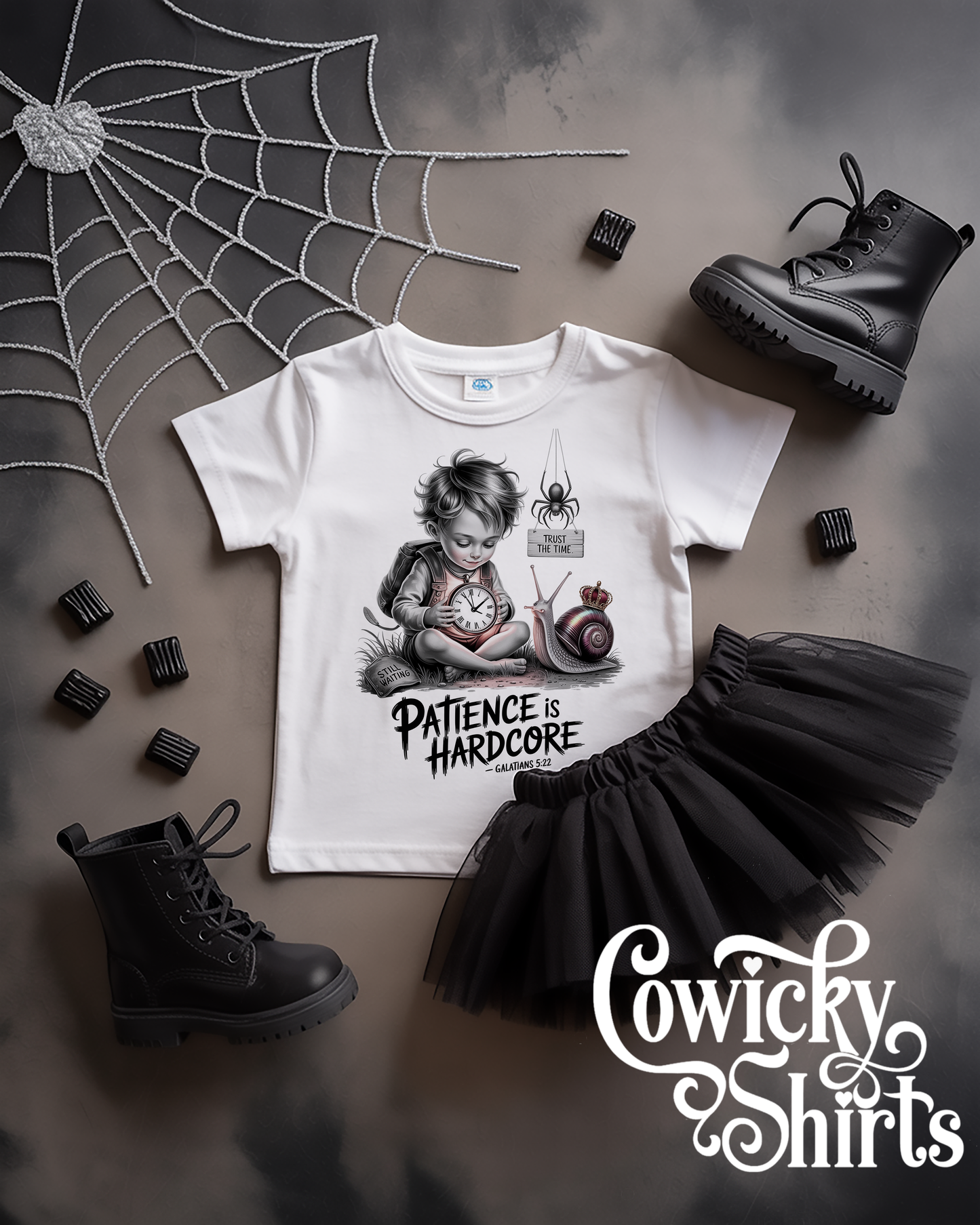 Patience Is Hardcore Christian Shirt – Punk Baby Fruit of the Spirit Tee (Galatians 5:22)