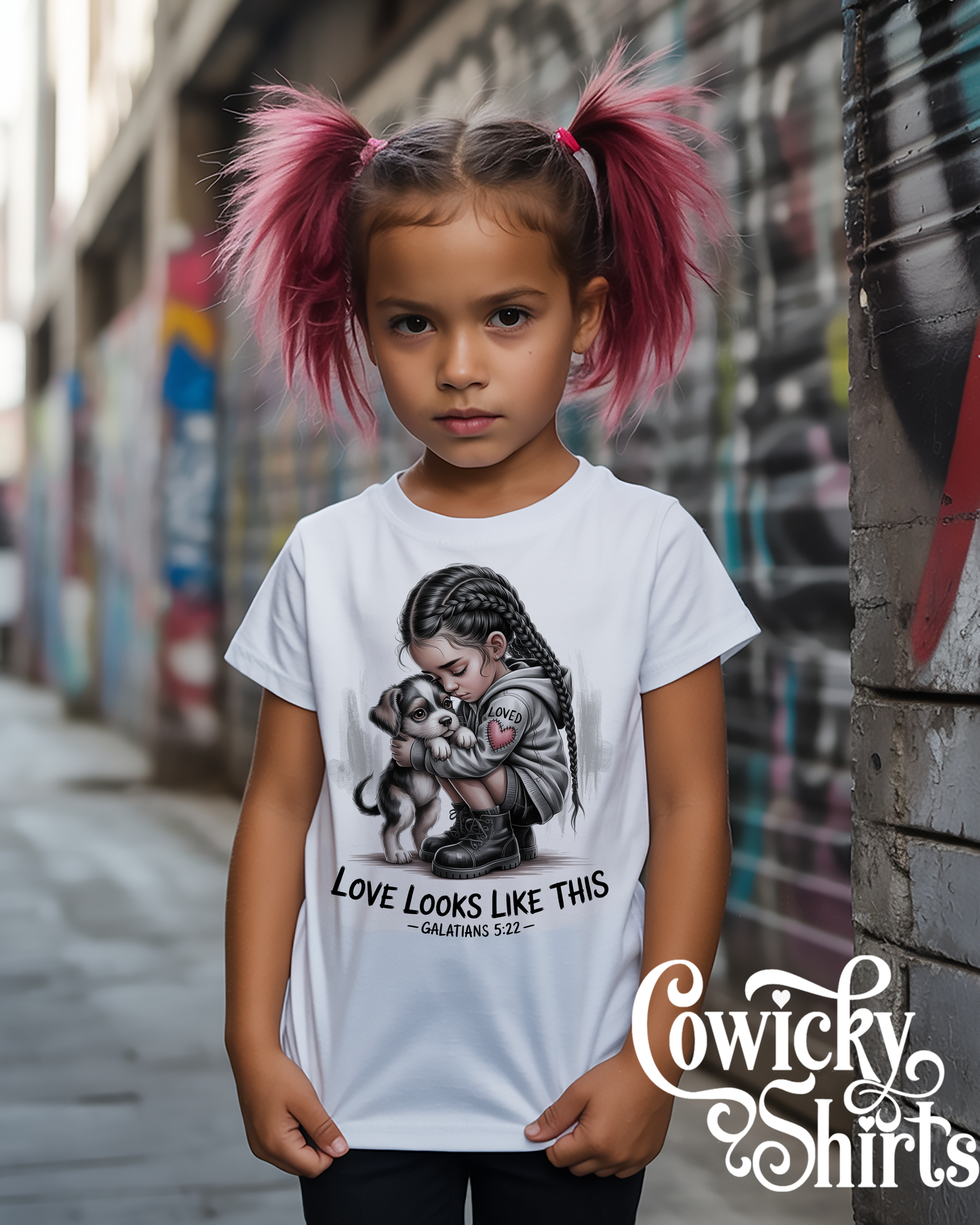 Love Looks Like This – Christian Baby Shirt | Fruits of the Spirit | Punk Misfits Collection by Cowicky Shirts