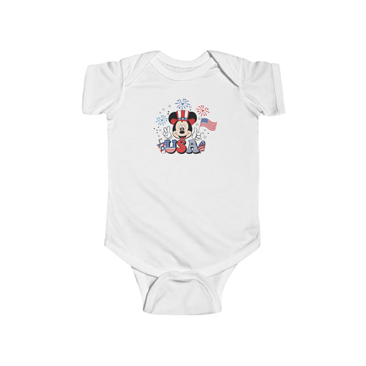 Fourth of July Mickey Infant Fine Jersey Bodysuit