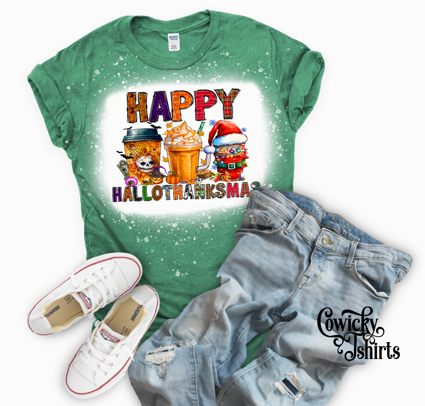 Happy HalloThanksMas Short Sleeve Shirt